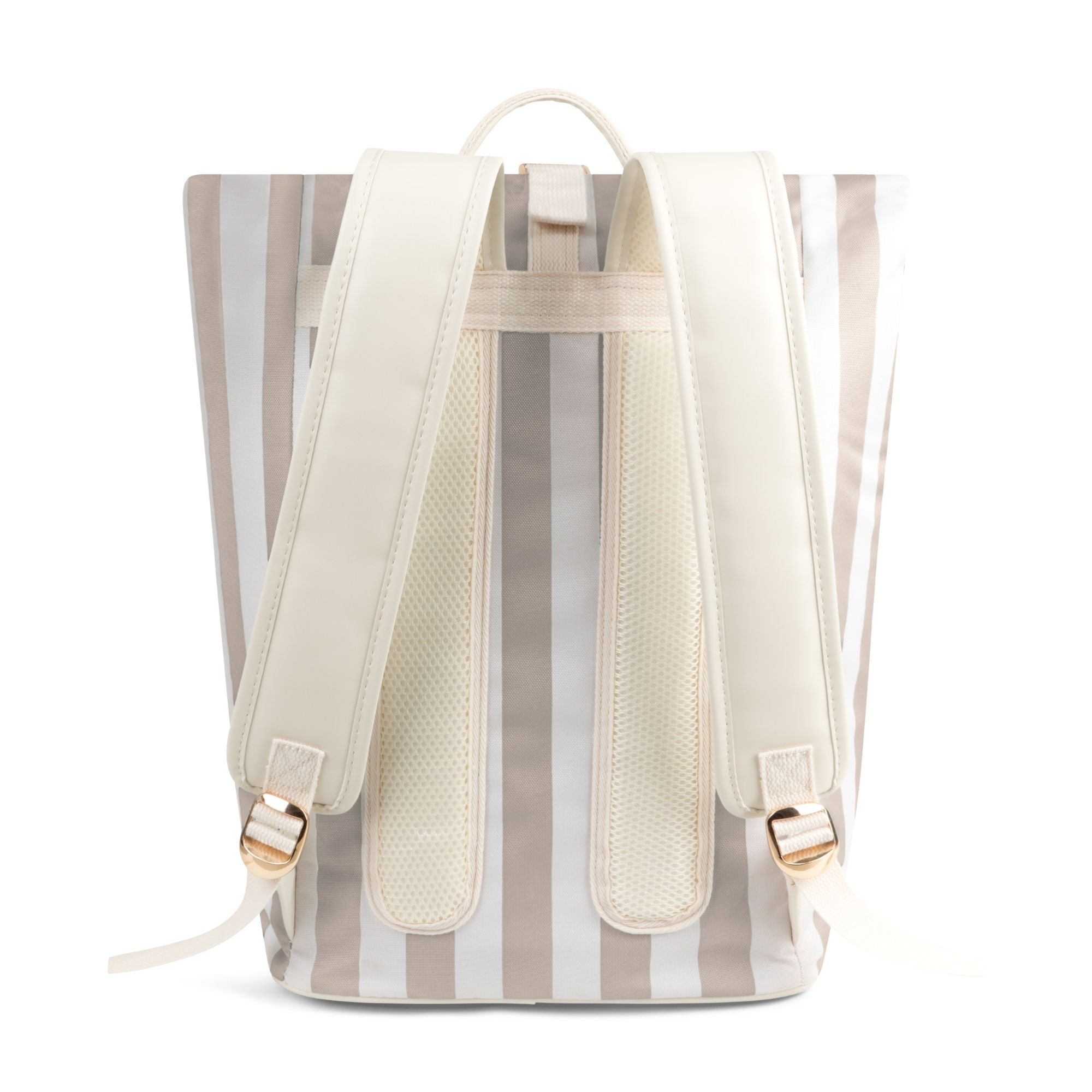 Back view of Sunza Original Cooler Backpack in Drift Sand showing padded backpack straps for hands-free carry