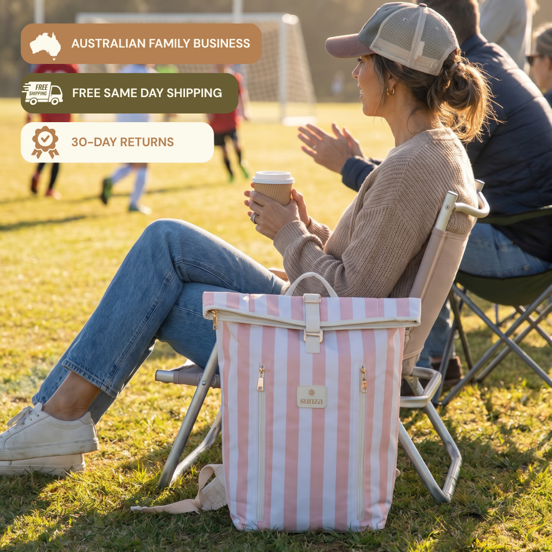 Sunza Original cooler backpack in Sunset Blush at kids' sport — Australian family business, free same-day shipping, 30-day returns.